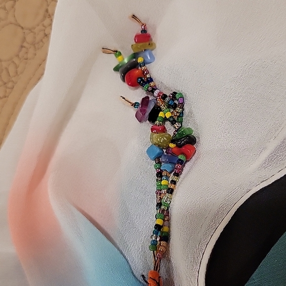 Sheer brilliant gold artful beads pullover cape shawl osfm - Picture 6 of 9